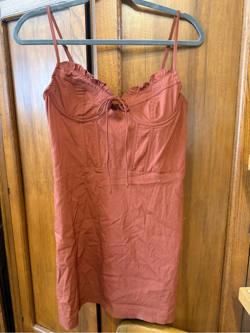 Altar’d State Rust Smocked Spaghetti Strap Dress